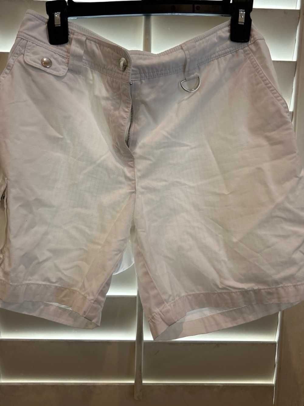 Jones New York White Cargo Shorts with D-Ring Detail